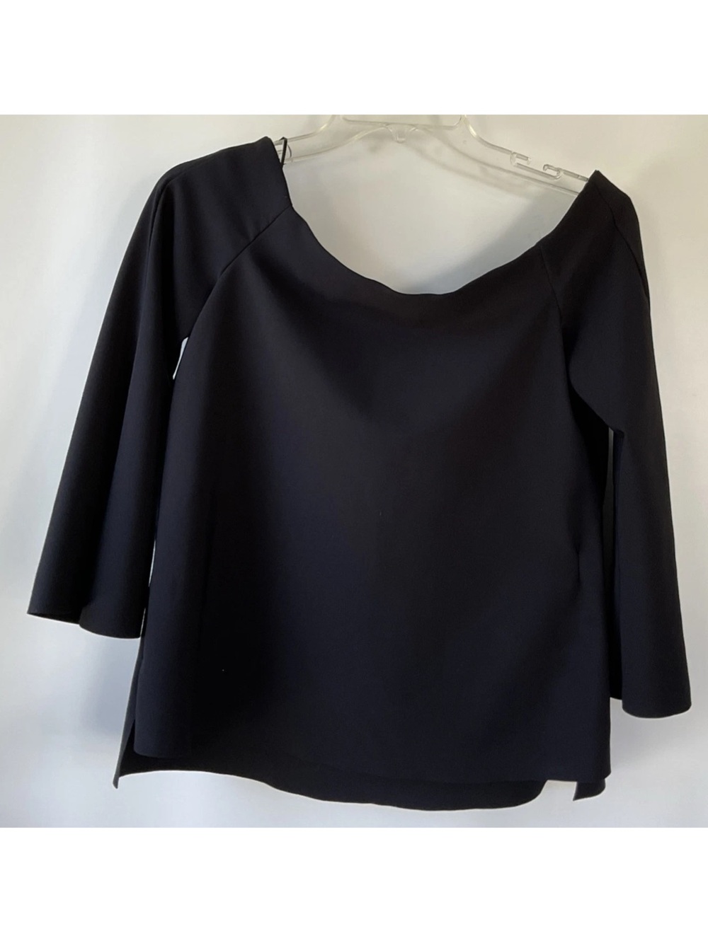 Zara Basic Womens Top Size Medium Black Boat Neck 3/4 Sleeve